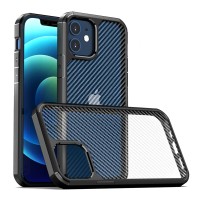 Techsuit Carbon Fuse Back Cover voor Apple iPhone 12 / iPhone 12 Pro - Zwart