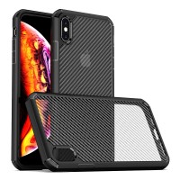 Techsuit Carbon Fuse Back Cover voor Apple iPhone XS Max - Zwart