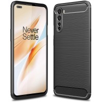 Techsuit Carbon Silicone Back Cover voor OnePlus Nord - Zwart