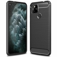 Techsuit Carbon Silicone Back Cover voor Google Pixel 4a 5G - Zwart
