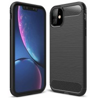 Techsuit Carbon Silicone Back Cover voor Apple iPhone 12 Mini - Zwart