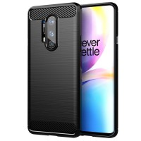 Techsuit Carbon Silicone Back Cover voor OnePlus 8 Pro - Zwart