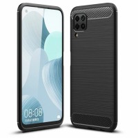 Techsuit Carbon Silicone Back Cover voor Huawei P40 Lite - Zwart