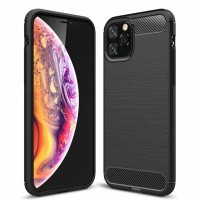 Techsuit Carbon Silicone Back Cover voor Apple iPhone 11 Pro - Zwart