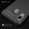 Techsuit Carbon Silicone Back Cover voor Samsung Galaxy A20e - Zwart
