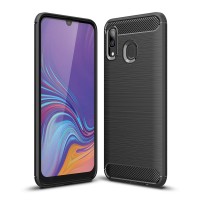 Techsuit Carbon Silicone Back Cover voor Samsung Galaxy A40 - Zwart