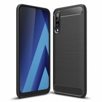 Techsuit Carbon Silicone Back Cover voor Samsung Galaxy A70 - Zwart