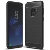 Techsuit Carbon Silicone Back Cover voor Samsung Galaxy S9 - Zwart