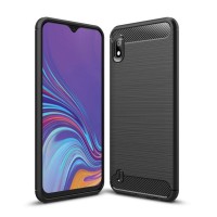 Techsuit Carbon Silicone Back Cover voor Samsung Galaxy A10/M10 - Zwart