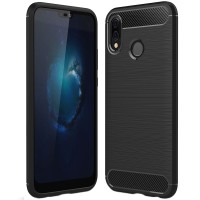 Techsuit Carbon Silicone Back Cover voor Huawei P20 Lite 2018 - Zwart
