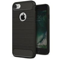 Techsuit Carbon Silicone Back Cover voor Apple iPhone SE 2022/2020 / iPhone 7/8 - Zwart