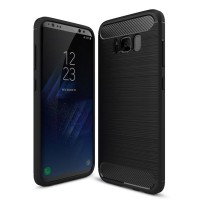Techsuit Carbon Silicone Back Cover voor Samsung Galaxy S8 - Zwart