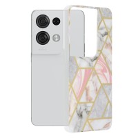 Techsuit Marble Back Cover voor Oppo Reno8 Pro - Pink Hex