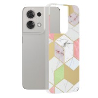 Techsuit Marble Back Cover voor Oppo Reno8 - Purple Hex