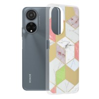 Techsuit Marble Back Cover voor HONOR X7 - Purple Hex