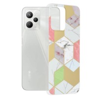 Techsuit Marble Back Cover voor Realme C35/Narzo 50A Prime - Purple Hex