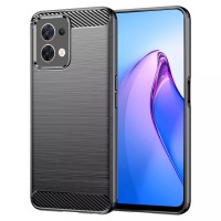 Techsuit Carbon Silicone Back Cover voor Oppo Reno8 - Zwart