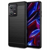 Techsuit Carbon Silicone Back Cover voor Xiaomi Poco X5 / Redmi Note 12 5G - Zwart