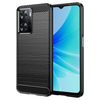 Techsuit Carbon Silicone Back Cover voor Oppo A57 4G/A57s / OnePlus Nord N20 SE - Zwart