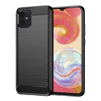 Techsuit Carbon Silicone Back Cover voor Samsung Galaxy A04e - Zwart