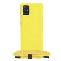 Techsuit Crossbody Lanyard Back Cover voor Samsung Galaxy A51 4G/5G - Geel