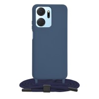 Techsuit Crossbody Lanyard Back Cover voor HONOR X7a - Blauw