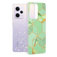 Techsuit Marble Back Cover voor Xiaomi Poco X5 Pro / Redmi Note 12 Pro - Green Hex