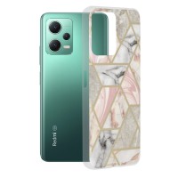 Techsuit Marble Back Cover voor Xiaomi Poco X5 / Redmi Note 12 5G - Pink Hex