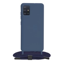 Techsuit Crossbody Lanyard Back Cover voor Samsung Galaxy A51 4G/5G - Blauw