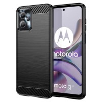 Techsuit Carbon Silicone Back Cover voor Motorola Moto G23 / Moto G13 - Zwart
