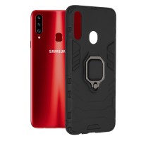 Techsuit Shield Silicone Back Cover voor Samsung Galaxy A20s - Zwart