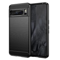 Techsuit Carbon Silicone Back Cover voor Google Pixel 8 Pro - Zwart