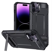 Techsuit Hybrid Armor Kickstand Back Cover voor Apple iPhone 14 Pro Max - Zwart