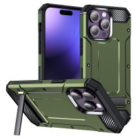 Techsuit Hybrid Armor Kickstand Back Cover voor Apple iPhone 15 Pro Max - Groen