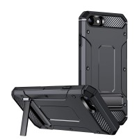 Techsuit Hybrid Armor Kickstand Back Cover voor Apple iPhone 6/6S/7/8 / iPhone SE 2022/2020 - Zwart