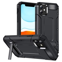Techsuit Hybrid Armor Kickstand Back Cover voor Apple iPhone 11 - Zwart