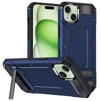 Techsuit Hybrid Armor Kickstand Back Cover voor Apple iPhone 15 - Blauw