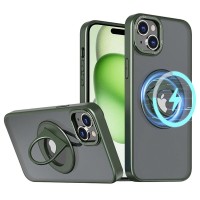 Techsuit Ghost Holder Back Cover met MagSafe voor Apple iPhone 15 Plus - Groen