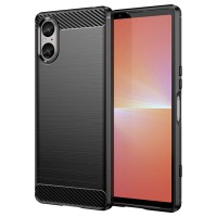 Techsuit Carbon Silicone Back Cover voor Sony Xperia 5 V - Zwart