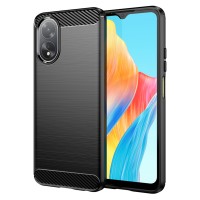 Techsuit Carbon Silicone Back Cover voor Oppo A18/A38 - Zwart