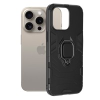 Techsuit Shield Silicone Back Cover voor Apple iPhone 15 Pro Max - Zwart