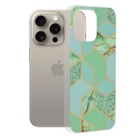Techsuit Marble Back Cover voor Apple iPhone 15 Pro Max - Green Hex