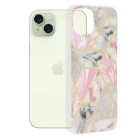 Techsuit Marble Back Cover voor Apple iPhone 15 Plus - Pink Hex