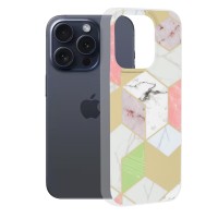 Techsuit Marble Back Cover voor Apple iPhone 15 Pro - Purple Hex