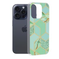 Techsuit Marble Back Cover voor Apple iPhone 15 Pro - Green Hex