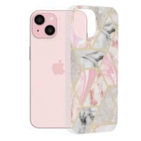 Techsuit Marble Back Cover voor Apple iPhone 15 - Pink Hex