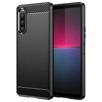 Techsuit Carbon Silicone Back Cover voor Sony Xperia 10 V - Zwart