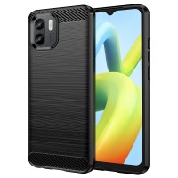 Techsuit Carbon Silicone Back Cover voor Xiaomi Redmi A2 / Redmi A1 - Zwart