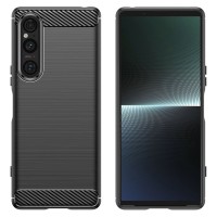 Techsuit Carbon Silicone Back Cover voor Sony Xperia 1 V - Zwart