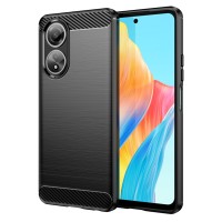 Techsuit Carbon Silicone Back Cover voor Oppo A58 4G - Zwart